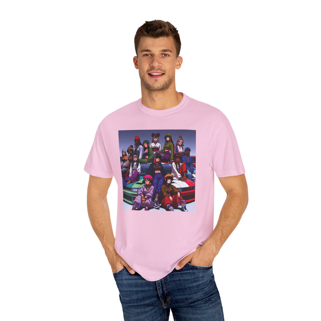 Drip Meets Drift Unisex Garment-Dyed T-Shirt, Anime Streetwear, Casual Style, Gift for Gamers, Unisex Fashion Tee