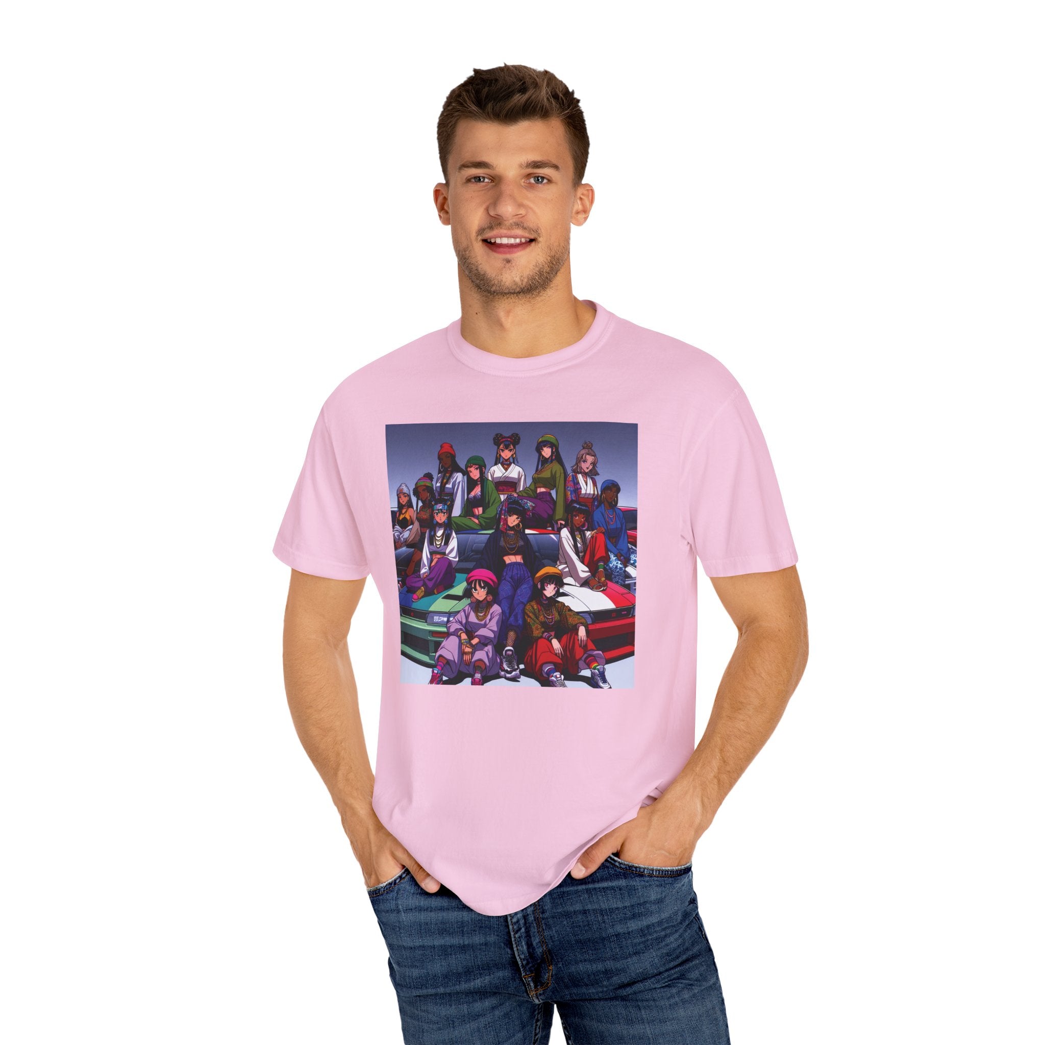 Drip Meets Drift Unisex Garment-Dyed T-Shirt, Anime Streetwear, Casual Style, Gift for Gamers, Unisex Fashion Tee
