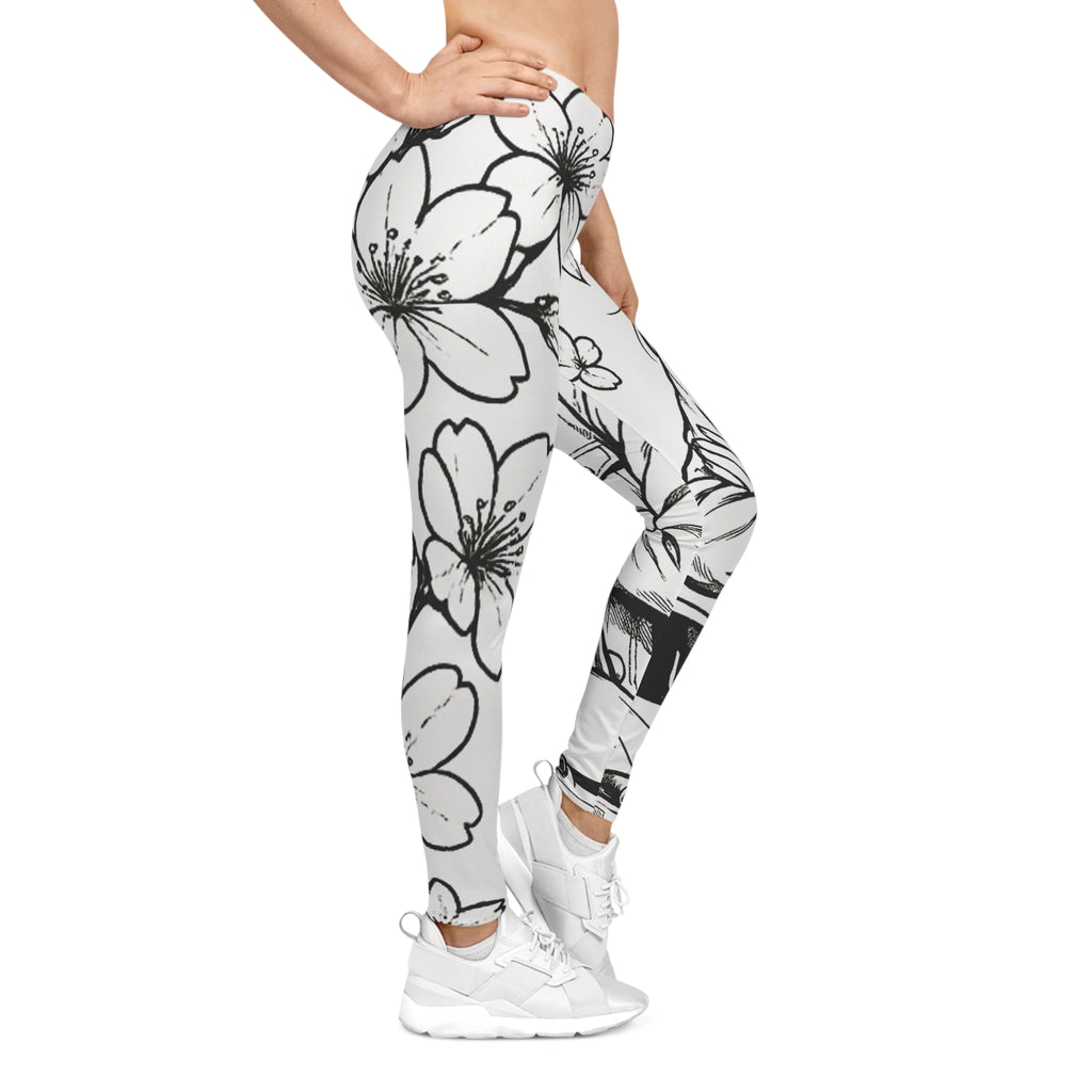 Women's CM’s Cherry Blossom Leggings, Stylish Activewear, Comfortable Everyday Pants, Artistic Leggings for Yoga, Casual Outfits