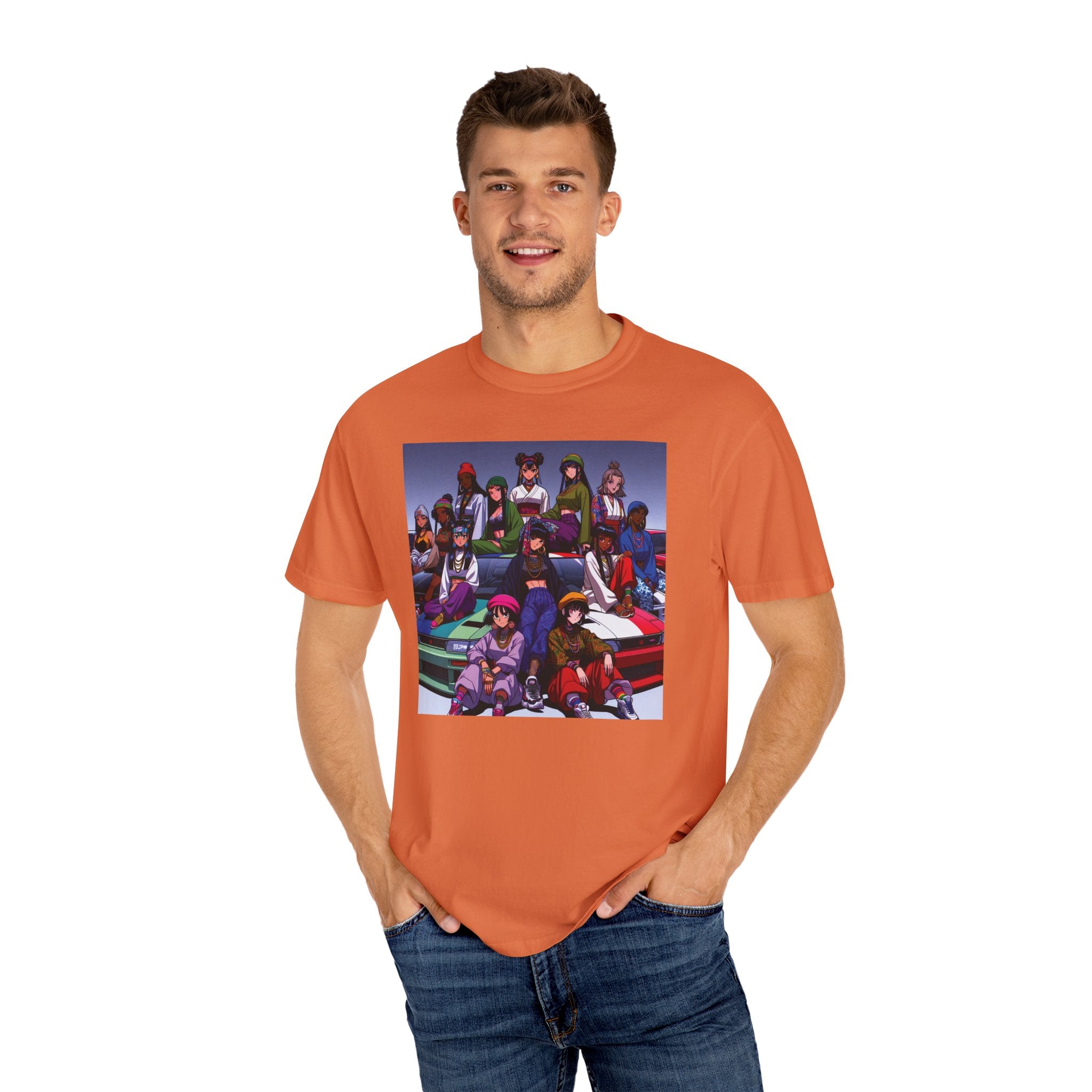Drip Meets Drift Unisex Garment-Dyed T-Shirt, Anime Streetwear, Casual Style, Gift for Gamers, Unisex Fashion Tee