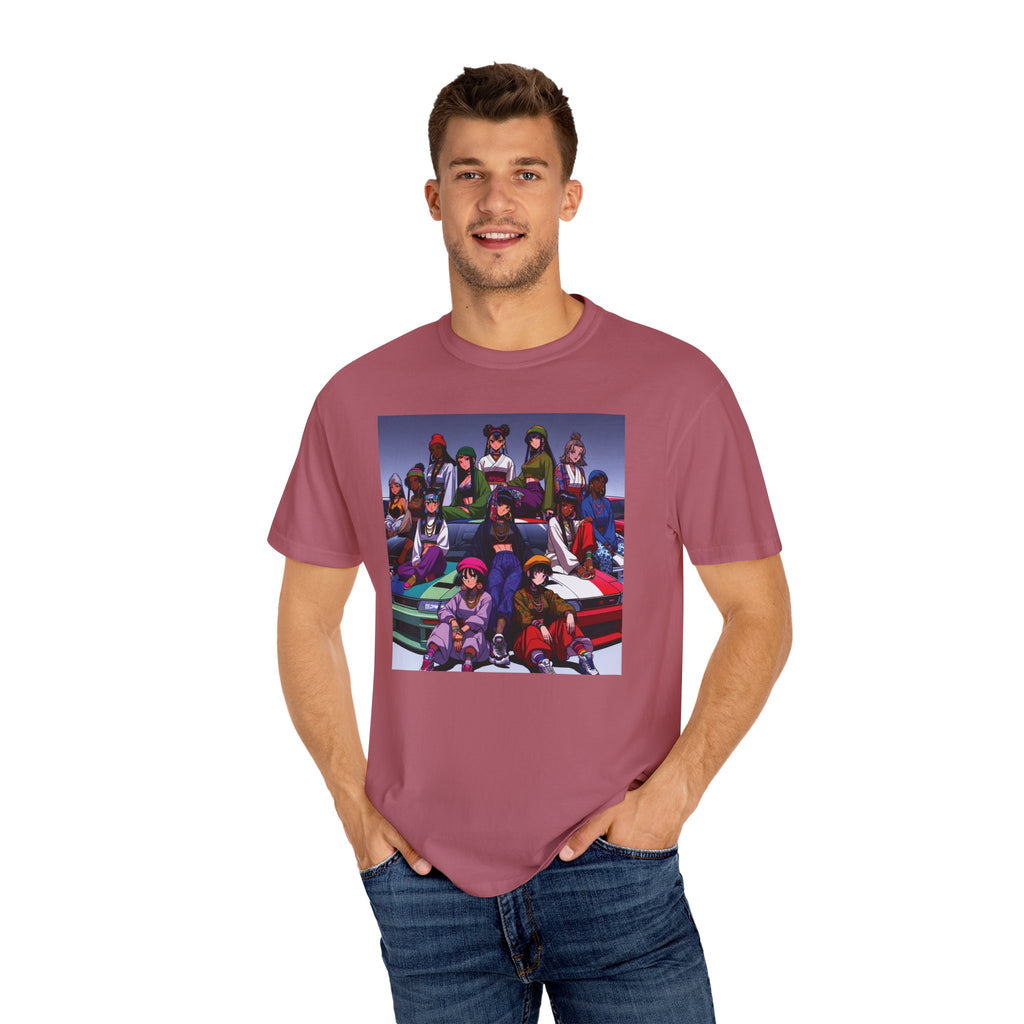 Drip Meets Drift Unisex Garment-Dyed T-Shirt, Anime Streetwear, Casual Style, Gift for Gamers, Unisex Fashion Tee