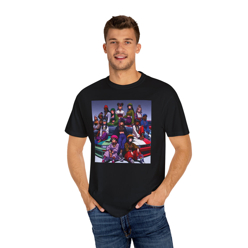 Drip Meets Drift Unisex Garment-Dyed T-Shirt, Anime Streetwear, Casual Style, Gift for Gamers, Unisex Fashion Tee