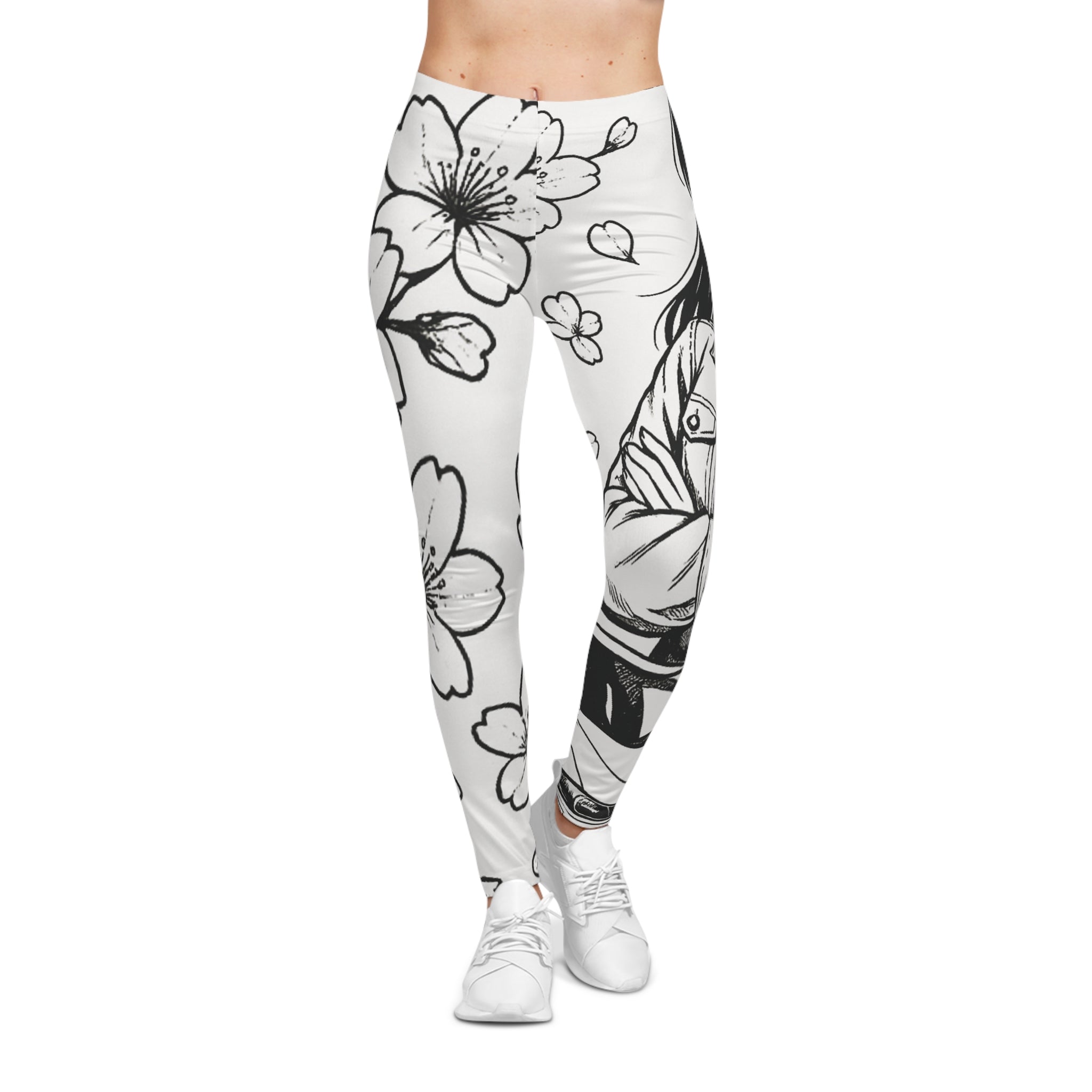 Women's CM’s Cherry Blossom Leggings, Stylish Activewear, Comfortable Everyday Pants, Artistic Leggings for Yoga, Casual Outfits