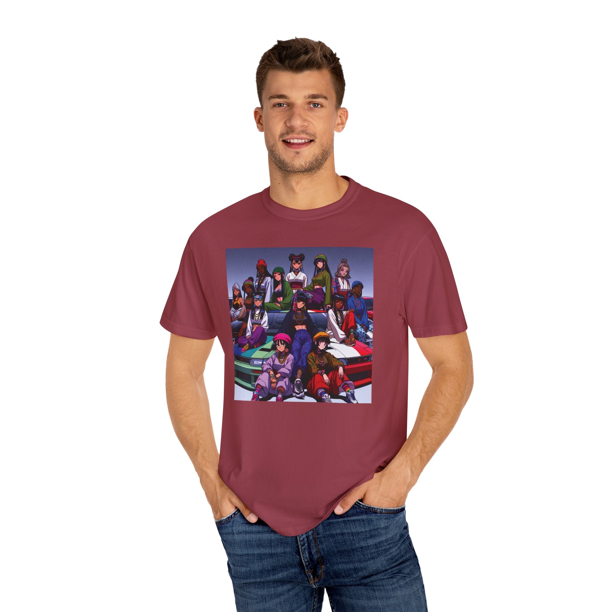Drip Meets Drift Unisex Garment-Dyed T-Shirt, Anime Streetwear, Casual Style, Gift for Gamers, Unisex Fashion Tee