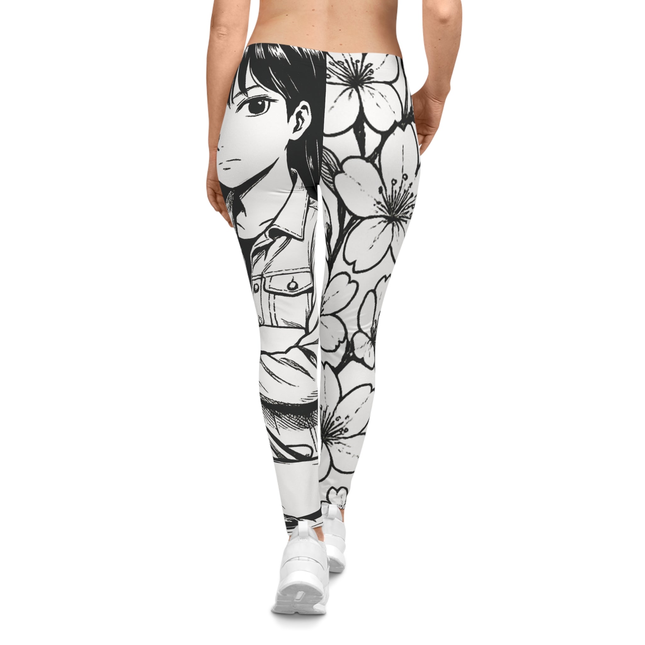 Women's CM’s Cherry Blossom Leggings, Stylish Activewear, Comfortable Everyday Pants, Artistic Leggings for Yoga, Casual Outfits