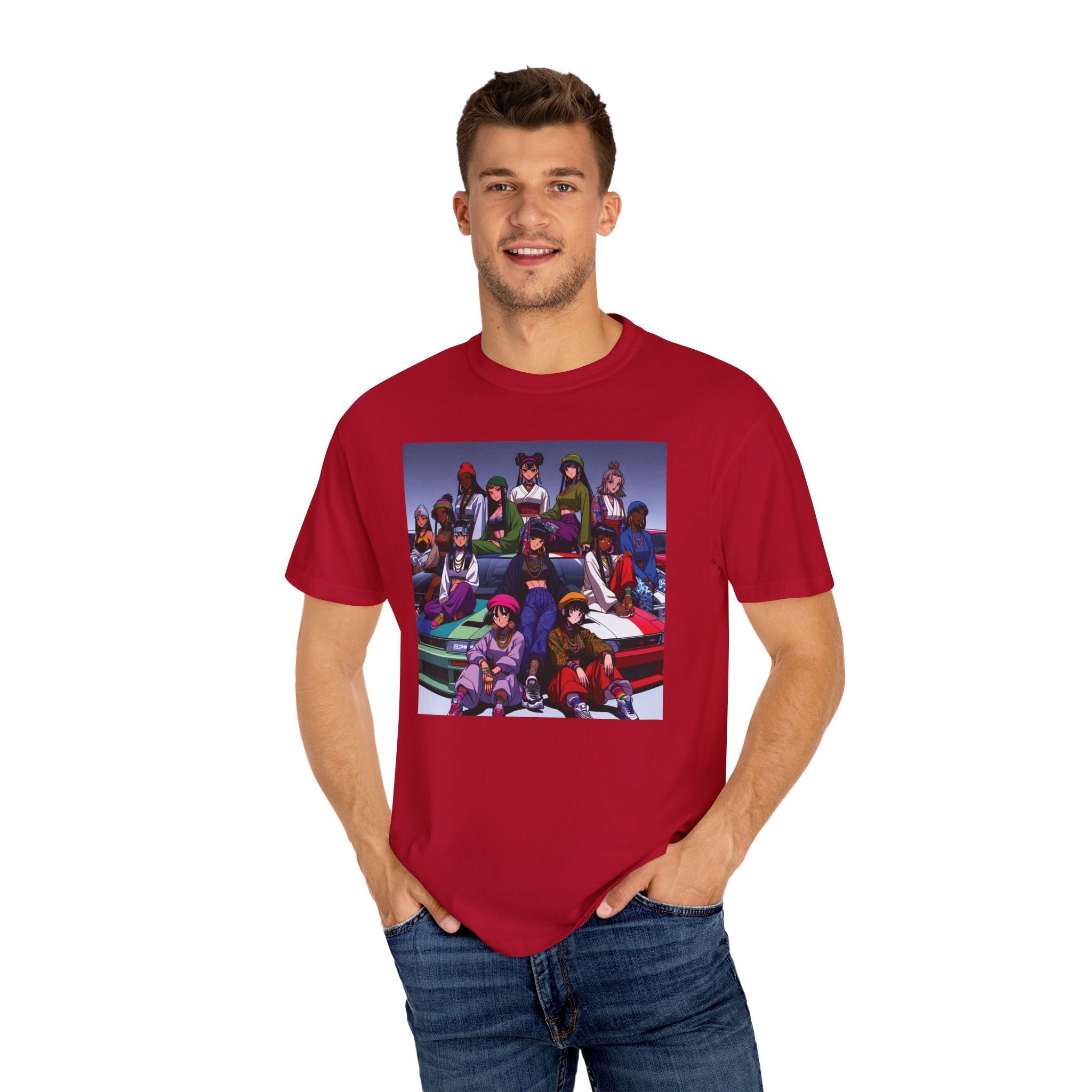 Drip Meets Drift Unisex Garment-Dyed T-Shirt, Anime Streetwear, Casual Style, Gift for Gamers, Unisex Fashion Tee
