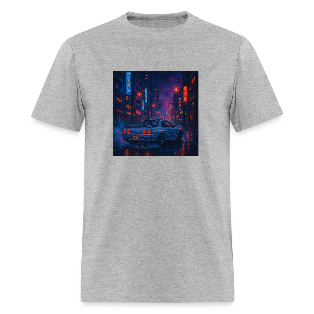 Midnight Run – Back Print Tee (White Text) - heather gray