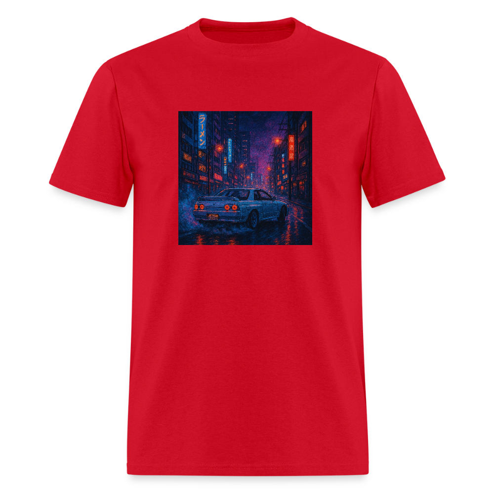 Midnight Run – Back Print Tee (White Text) - red