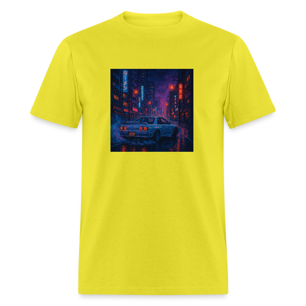 Midnight Run – Back Print Tee (White Text) - yellow