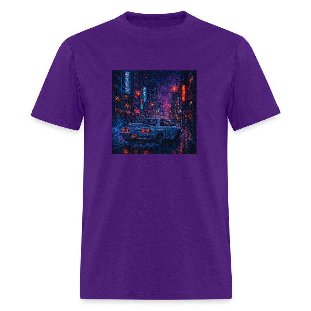 Midnight Run – Back Print Tee (White Text) - purple