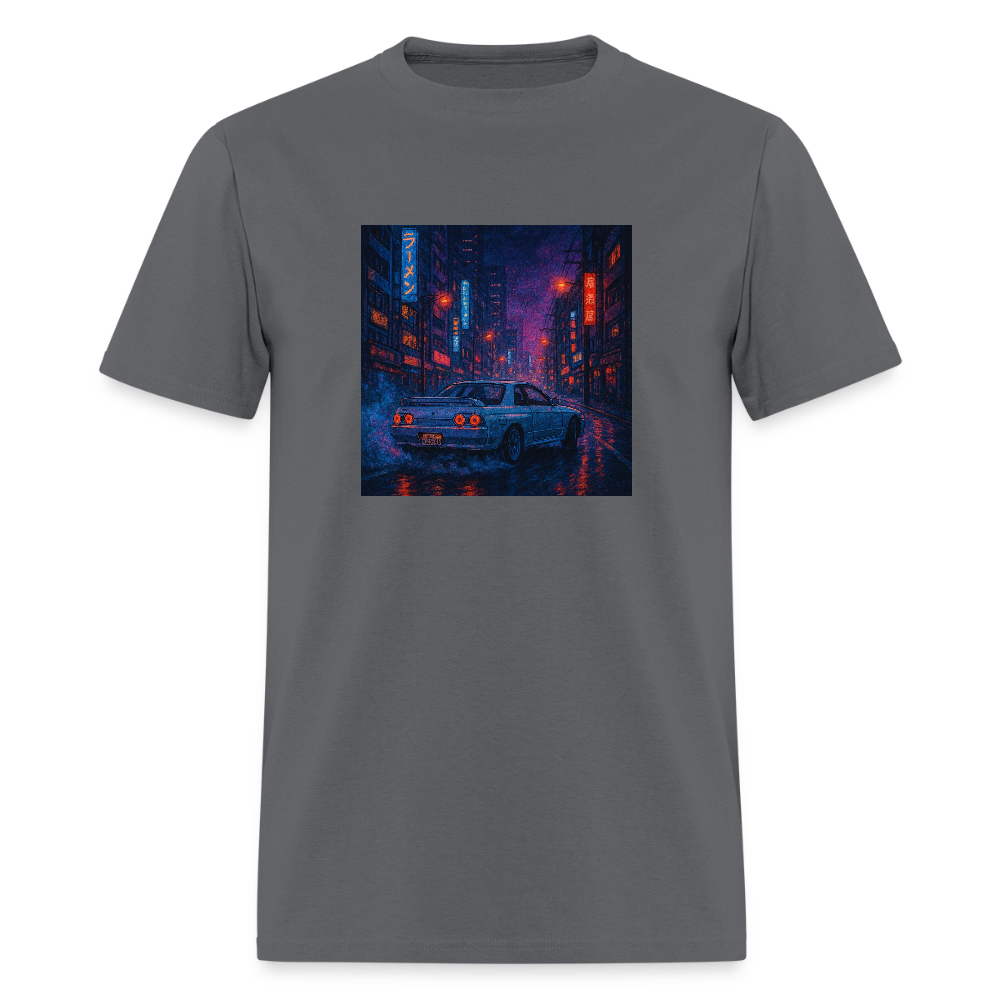 Midnight Run – Back Print Tee (White Text) - charcoal