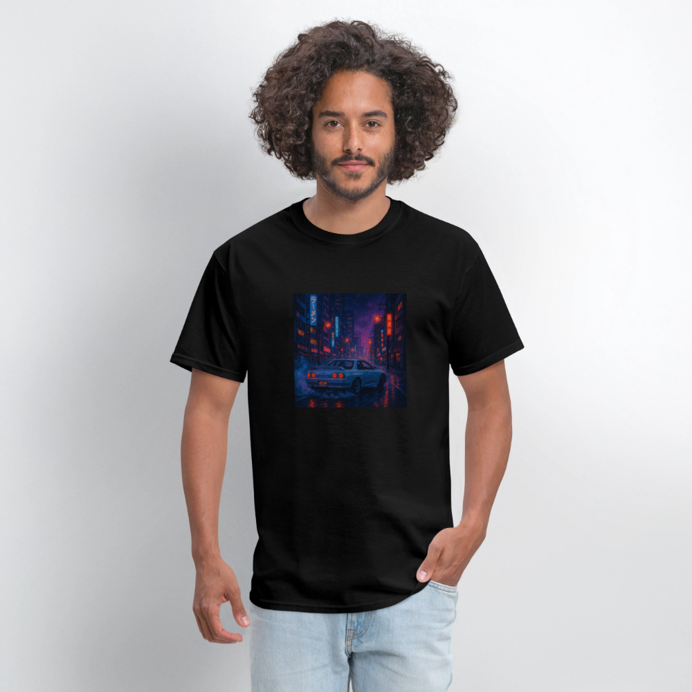 Midnight Run – Back Print Tee (White Text) - black