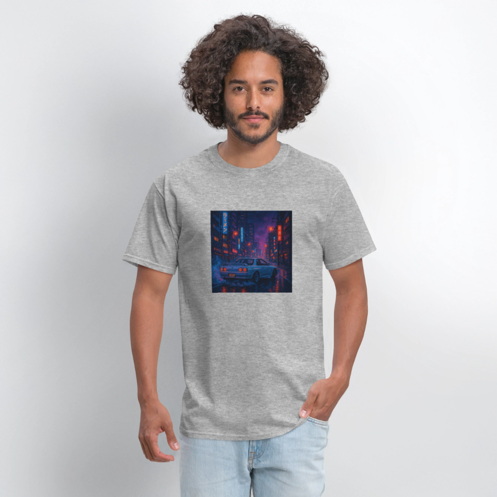 Midnight Run – Back Print Tee (White Text) - heather gray