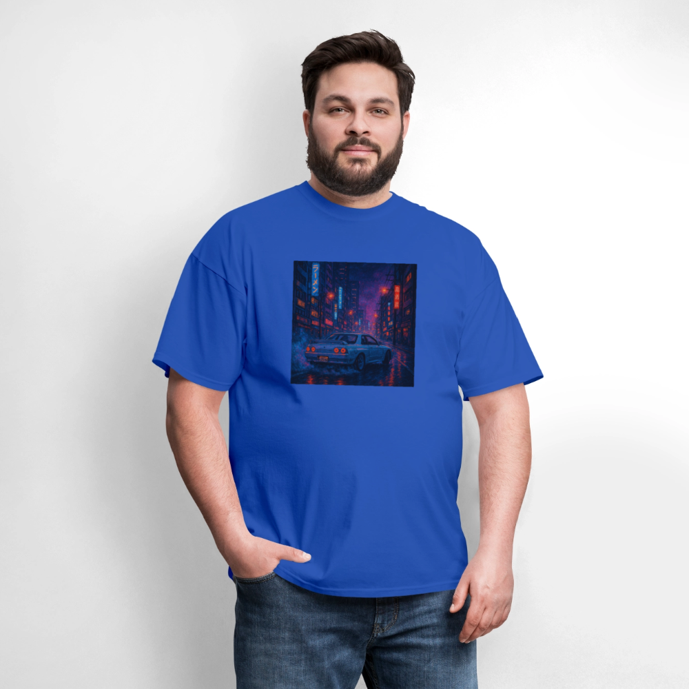 Midnight Run – Back Print Tee (White Text) - royal blue