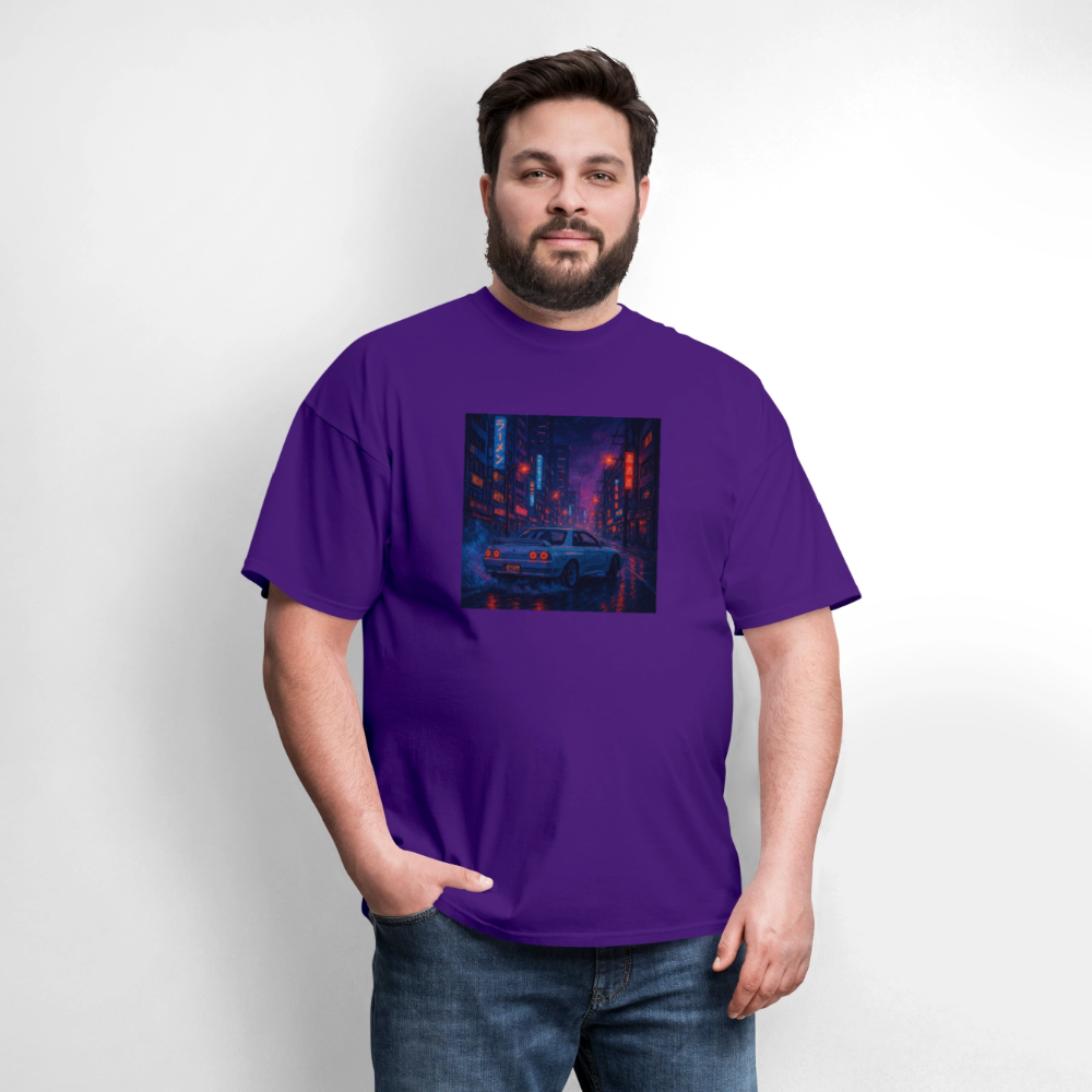 Midnight Run – Back Print Tee (White Text) - purple
