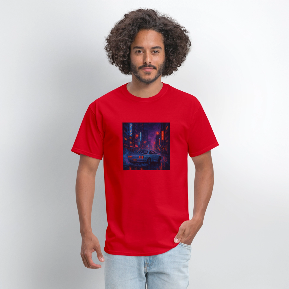 Midnight Run – Back Print Tee (White Text) - red