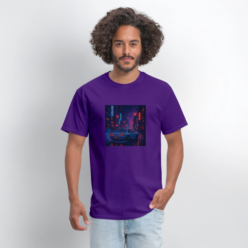 Midnight Run – Back Print Tee (White Text) - purple