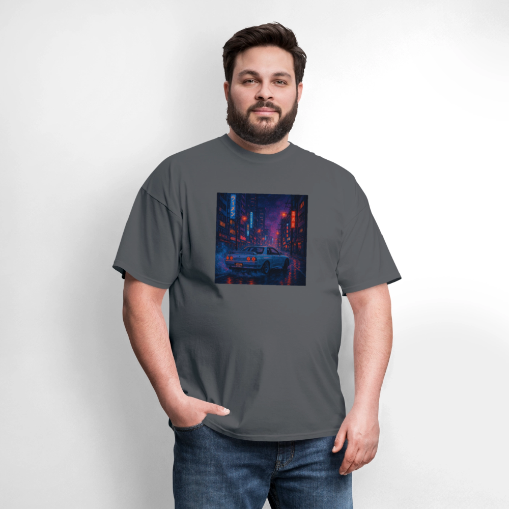 Midnight Run – Back Print Tee (White Text) - charcoal