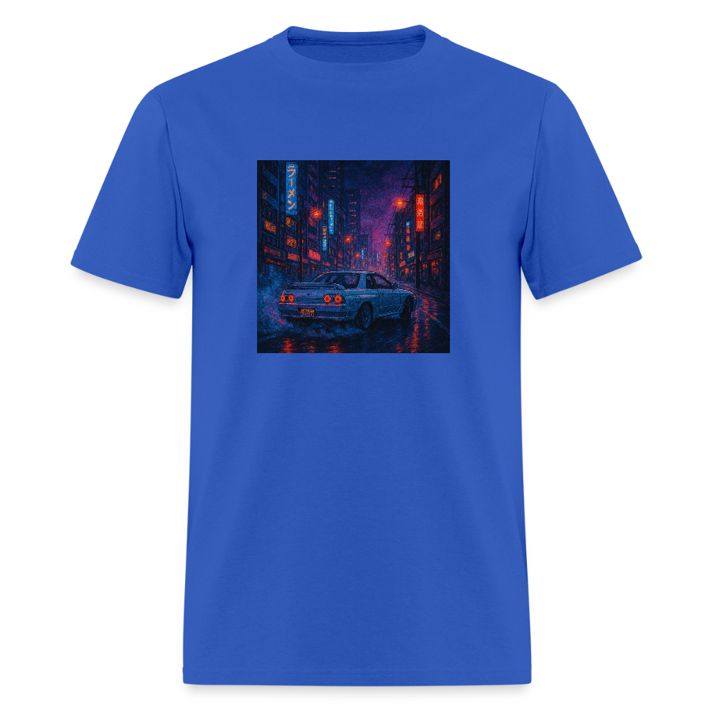 Midnight Run – Back Print Tee (White Text) - royal blue