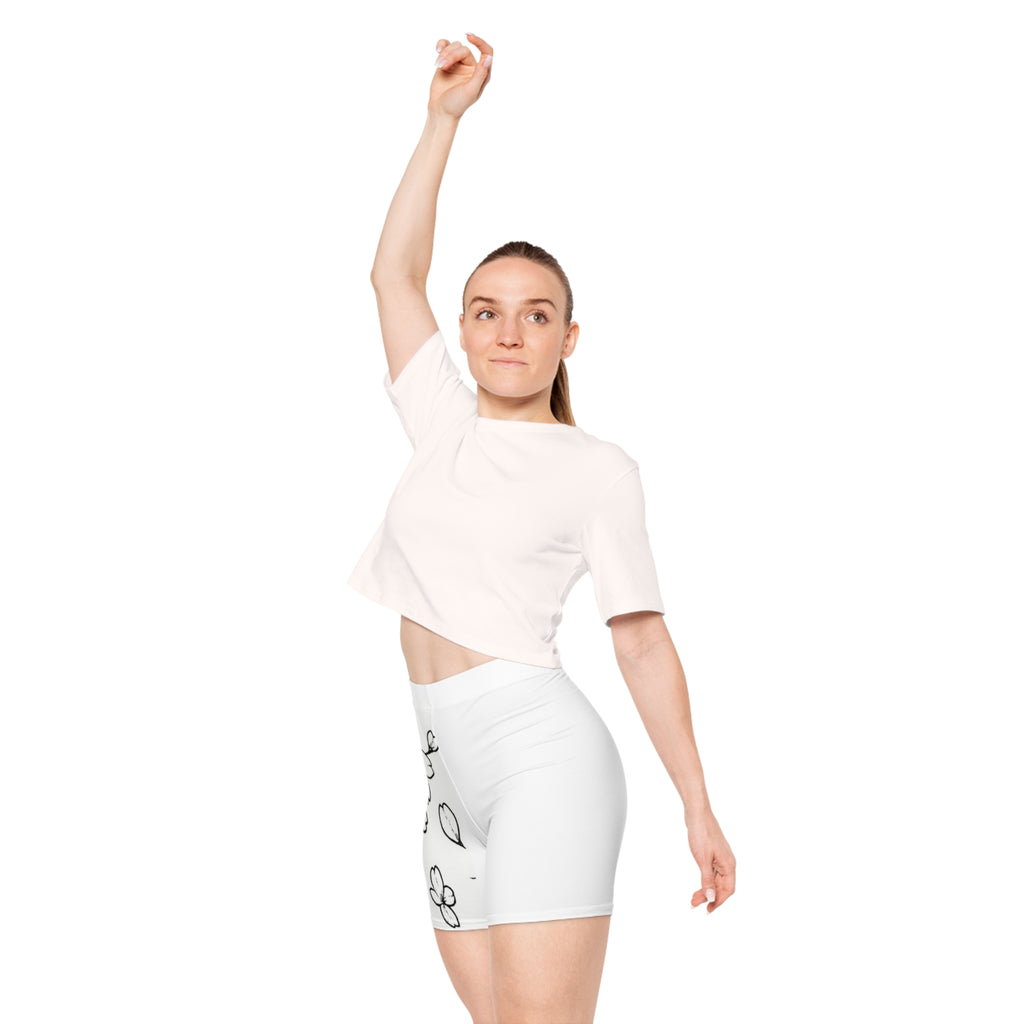 Women's CM’s Cherry Blossom Biker Shorts, Athletic Shorts, Fitness Apparel, Summer Activewear, Trendy Yoga Gear