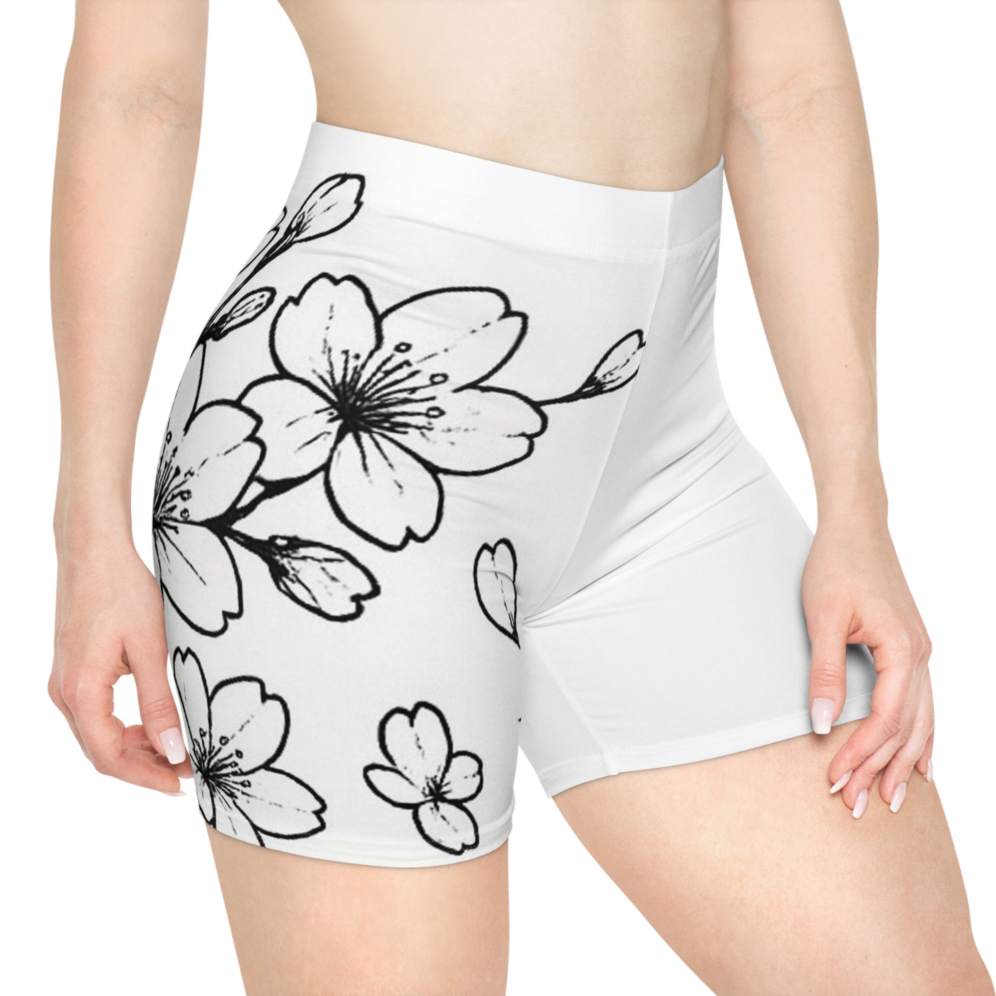 Women's CM’s Cherry Blossom Biker Shorts, Athletic Shorts, Fitness Apparel, Summer Activewear, Trendy Yoga Gear
