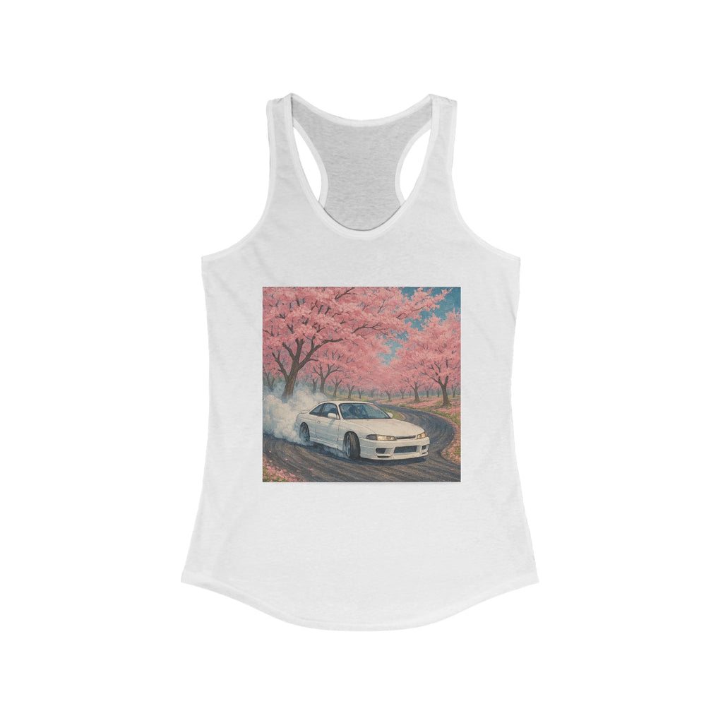 Cherry Blossom Racerback Tank, Women's Tank Top, Summer Fashion, Gift for Car Lovers, Casual Wear, Nature Inspired Apparel