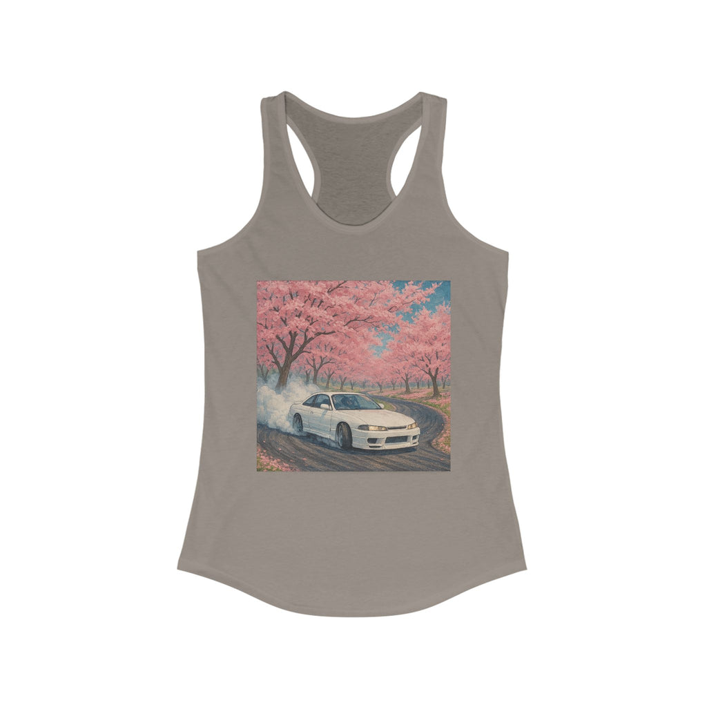 Cherry Blossom Racerback Tank, Women's Tank Top, Summer Fashion, Gift for Car Lovers, Casual Wear, Nature Inspired Apparel