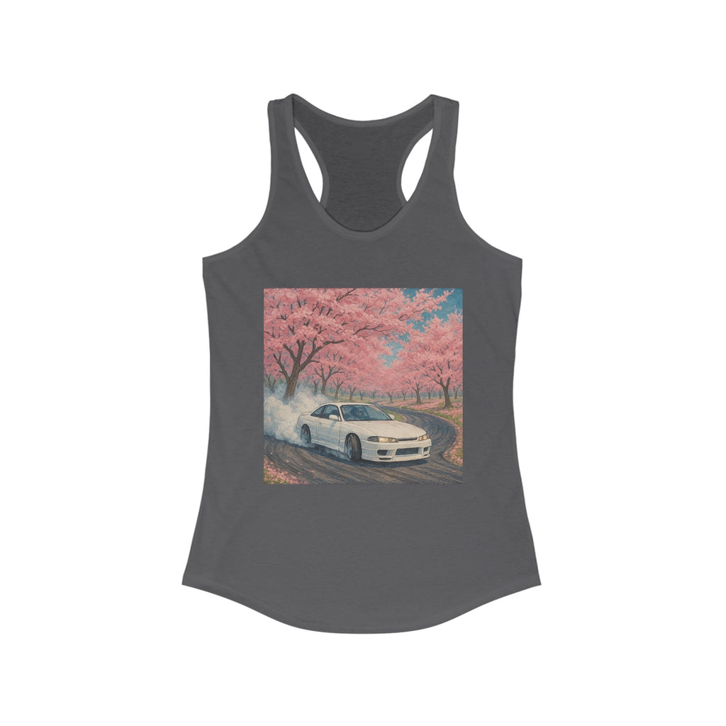 Cherry Blossom Racerback Tank, Women's Tank Top, Summer Fashion, Gift for Car Lovers, Casual Wear, Nature Inspired Apparel