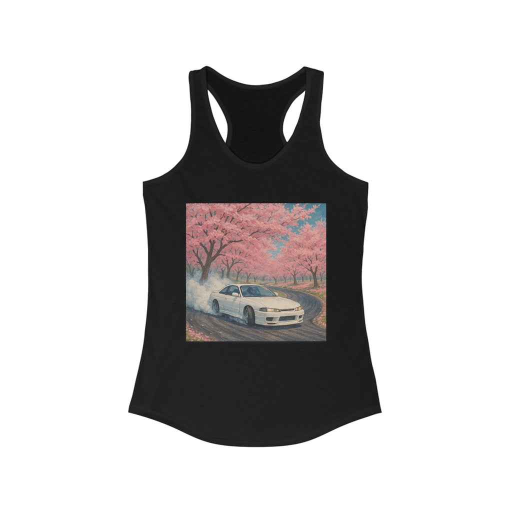 Cherry Blossom Racerback Tank, Women's Tank Top, Summer Fashion, Gift for Car Lovers, Casual Wear, Nature Inspired Apparel