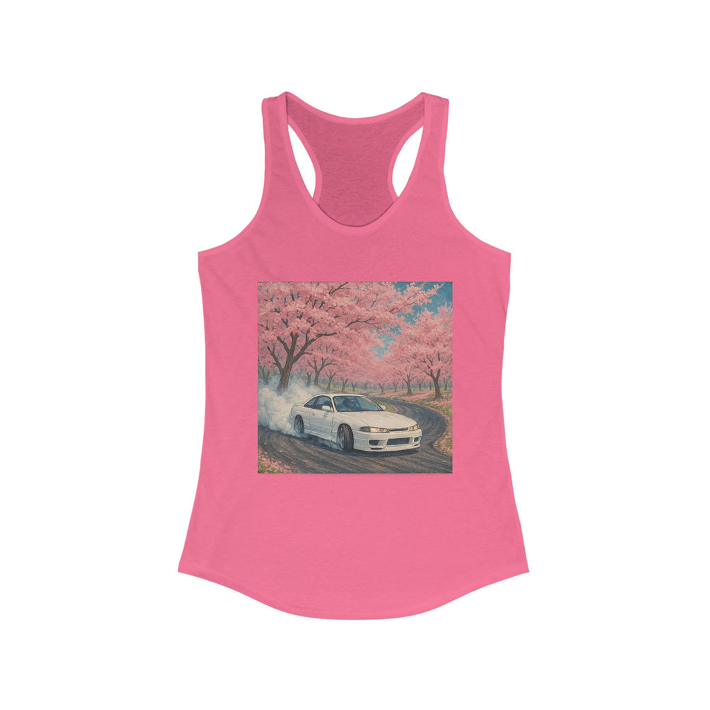 Cherry Blossom Racerback Tank, Women's Tank Top, Summer Fashion, Gift for Car Lovers, Casual Wear, Nature Inspired Apparel