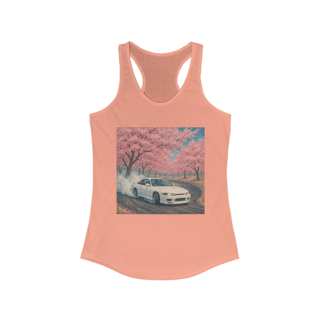 Cherry Blossom Racerback Tank, Women's Tank Top, Summer Fashion, Gift for Car Lovers, Casual Wear, Nature Inspired Apparel