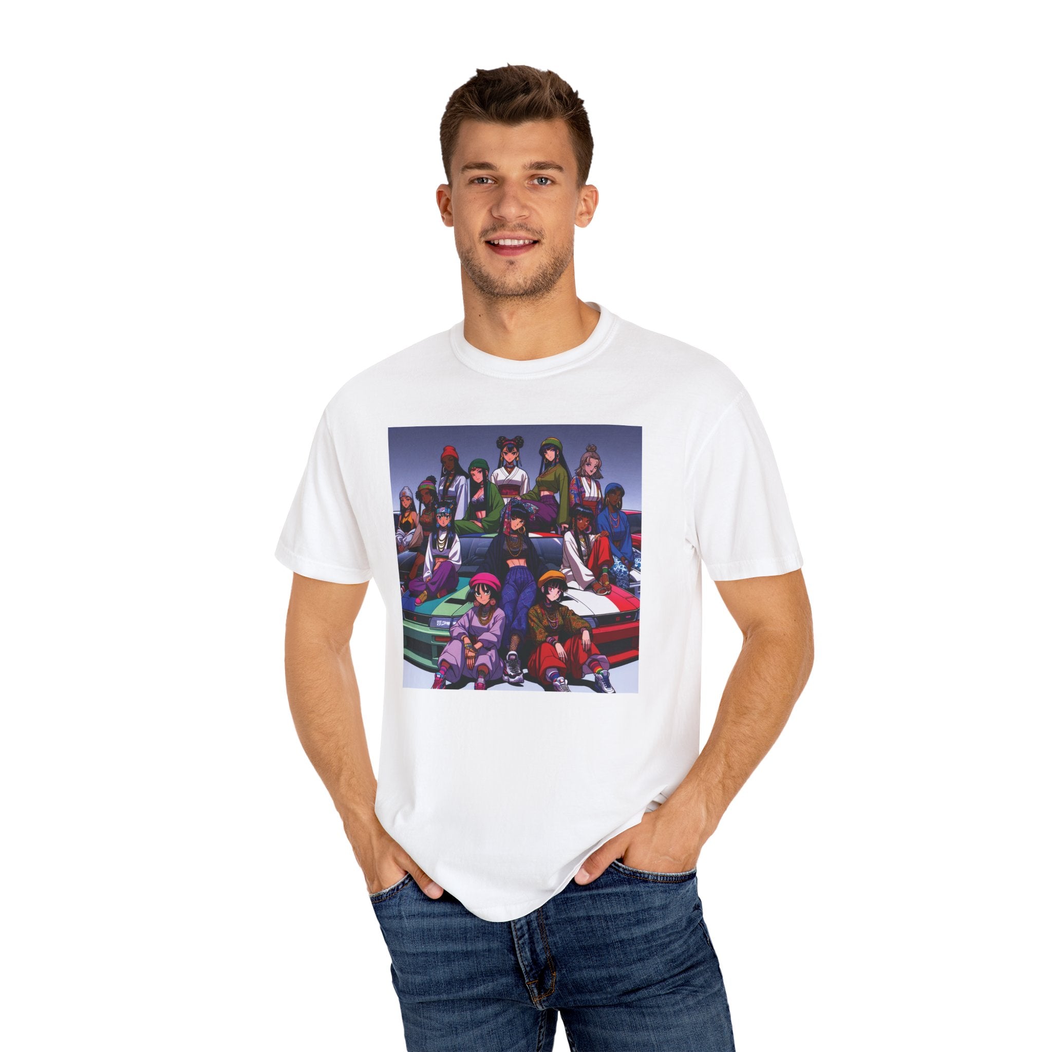 Drip Meets Drift Unisex Garment-Dyed T-Shirt, Anime Streetwear, Casual Style, Gift for Gamers, Unisex Fashion Tee