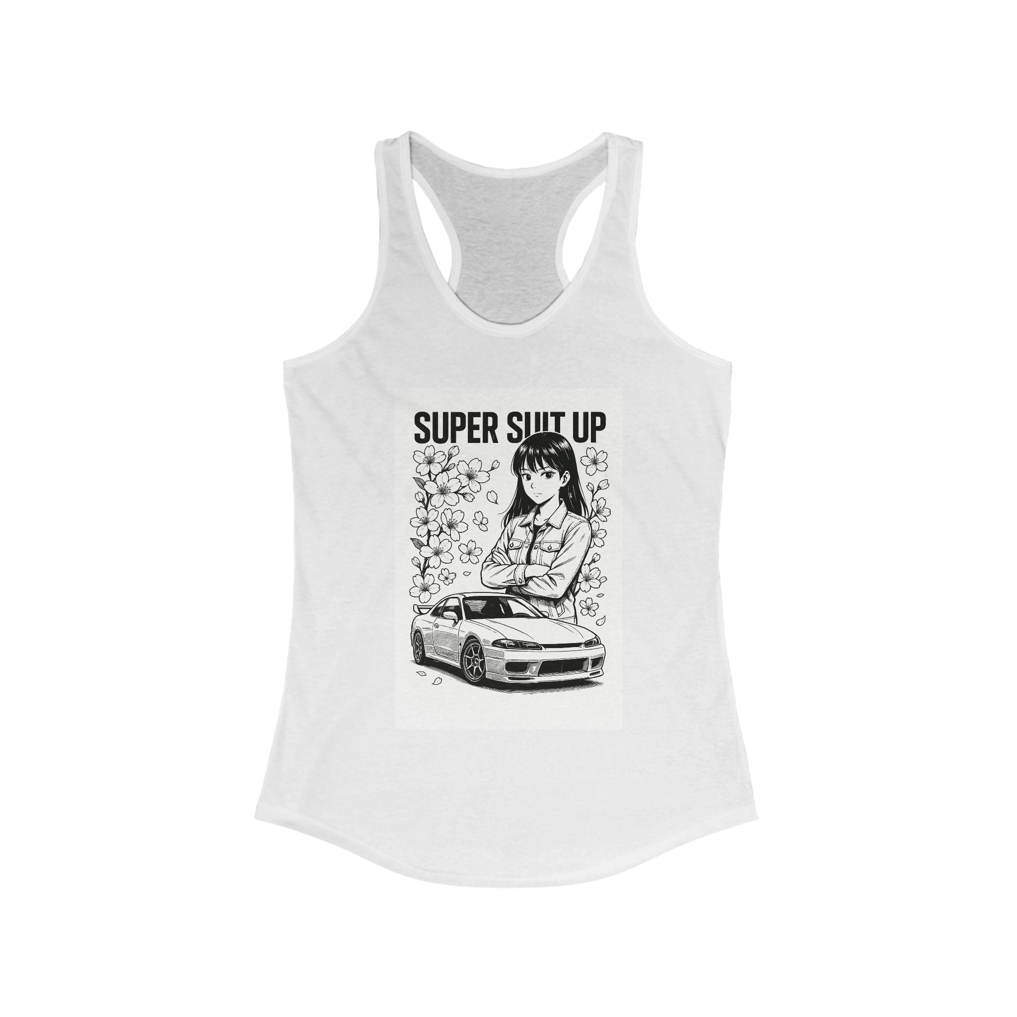 Super Suit Up Women's Racerback Tank Top, Car Lover Gift, Summer Workout Shirt, Anime Inspired Apparel, Casual Fashion