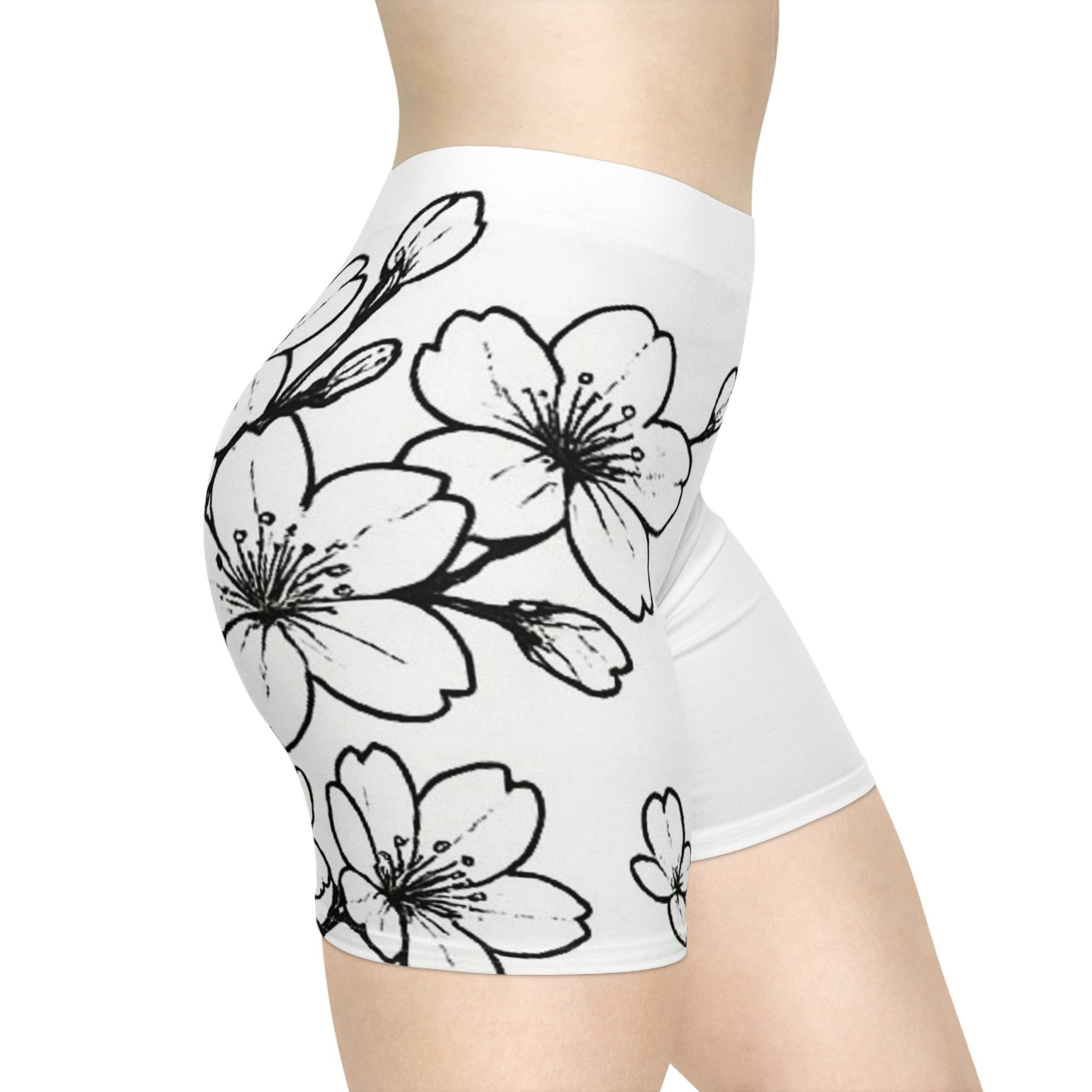 Women's CM’s Cherry Blossom Biker Shorts, Athletic Shorts, Fitness Apparel, Summer Activewear, Trendy Yoga Gear