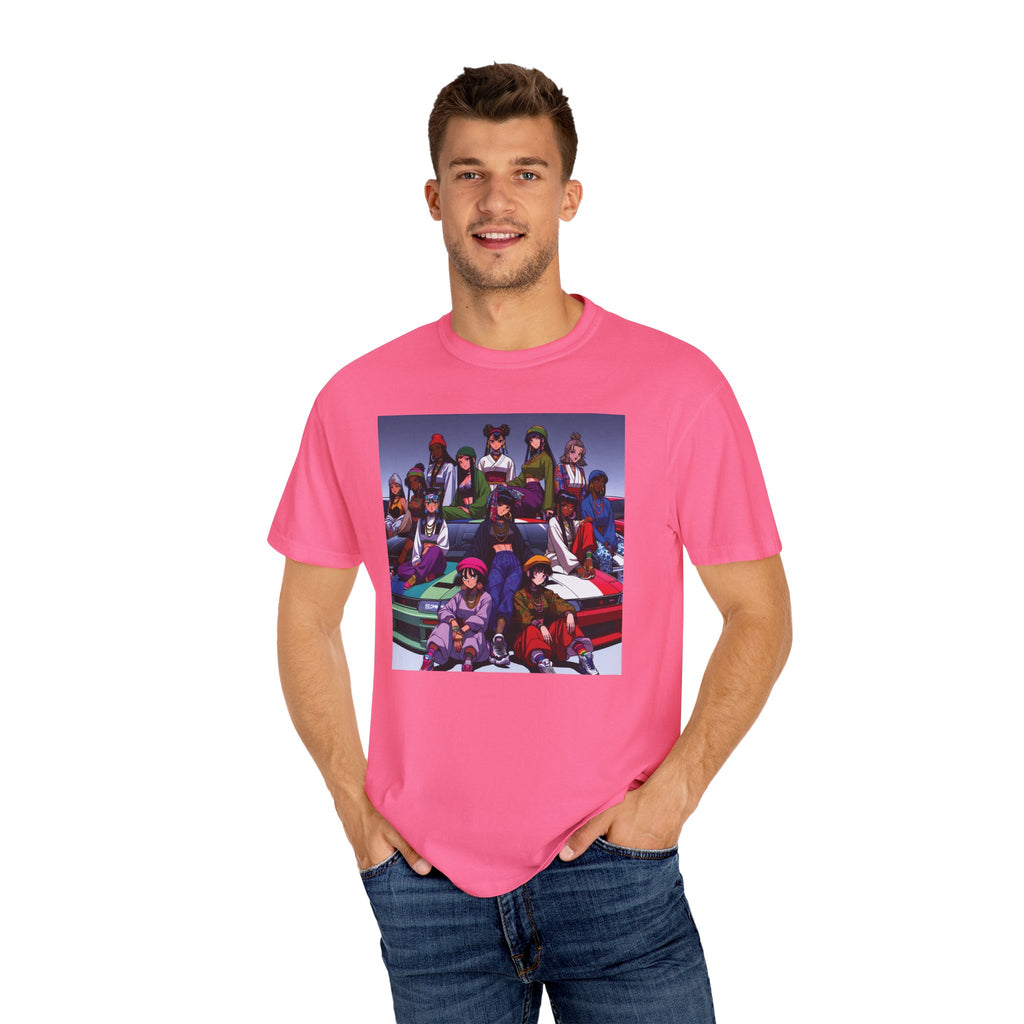Drip Meets Drift Unisex Garment-Dyed T-Shirt, Anime Streetwear, Casual Style, Gift for Gamers, Unisex Fashion Tee