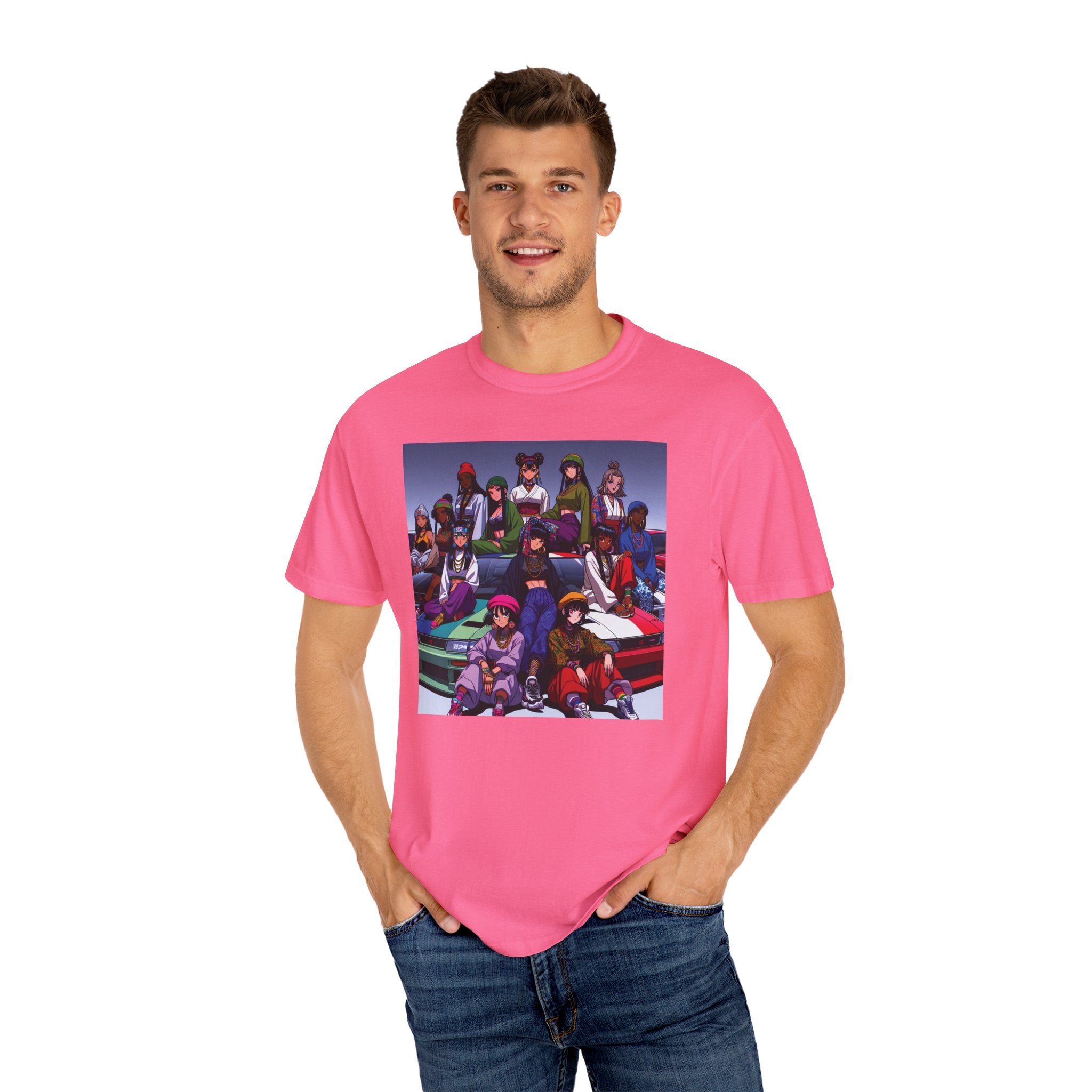 Drip Meets Drift Unisex Garment-Dyed T-Shirt, Anime Streetwear, Casual Style, Gift for Gamers, Unisex Fashion Tee