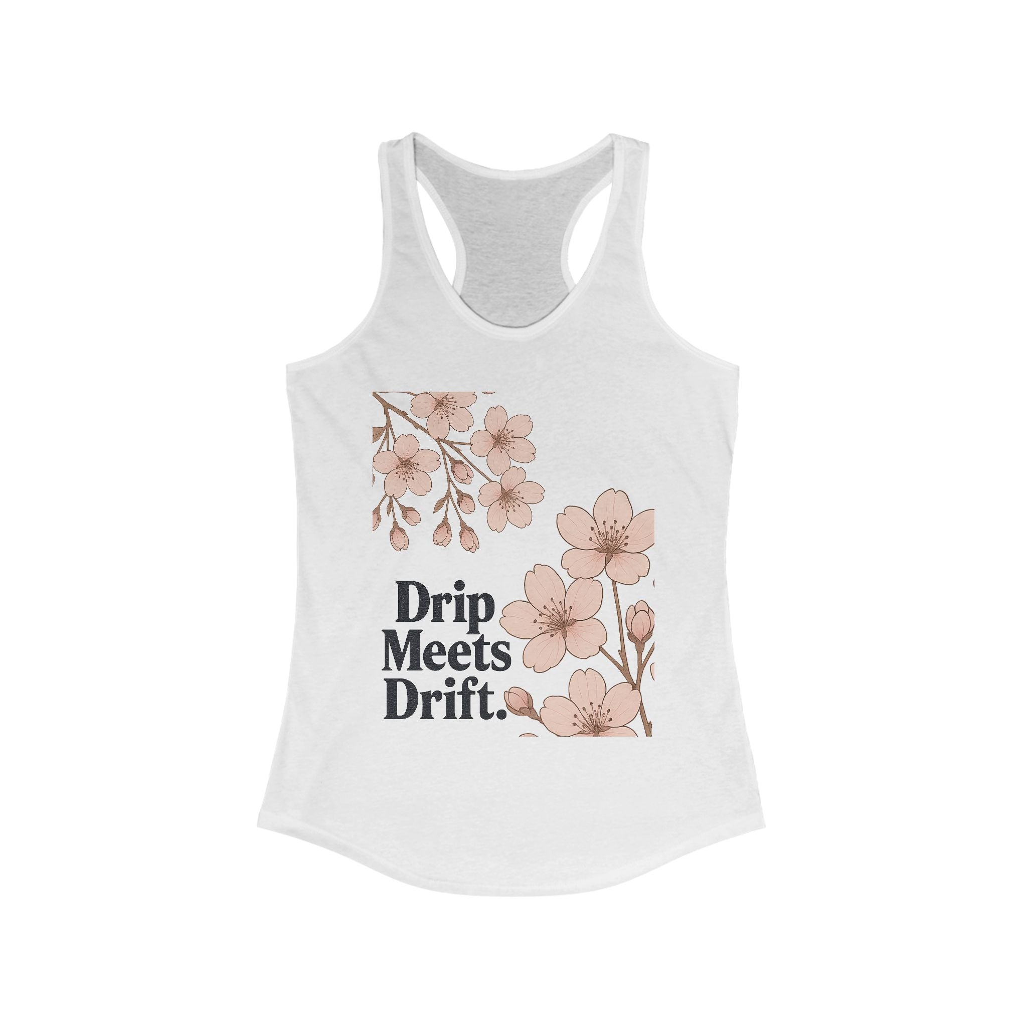 CM’s Cherry Blossom Racerback Tank Top | Perfect for Summer, Fitness, Casual Wear, Women's Apparel, Gift for Her