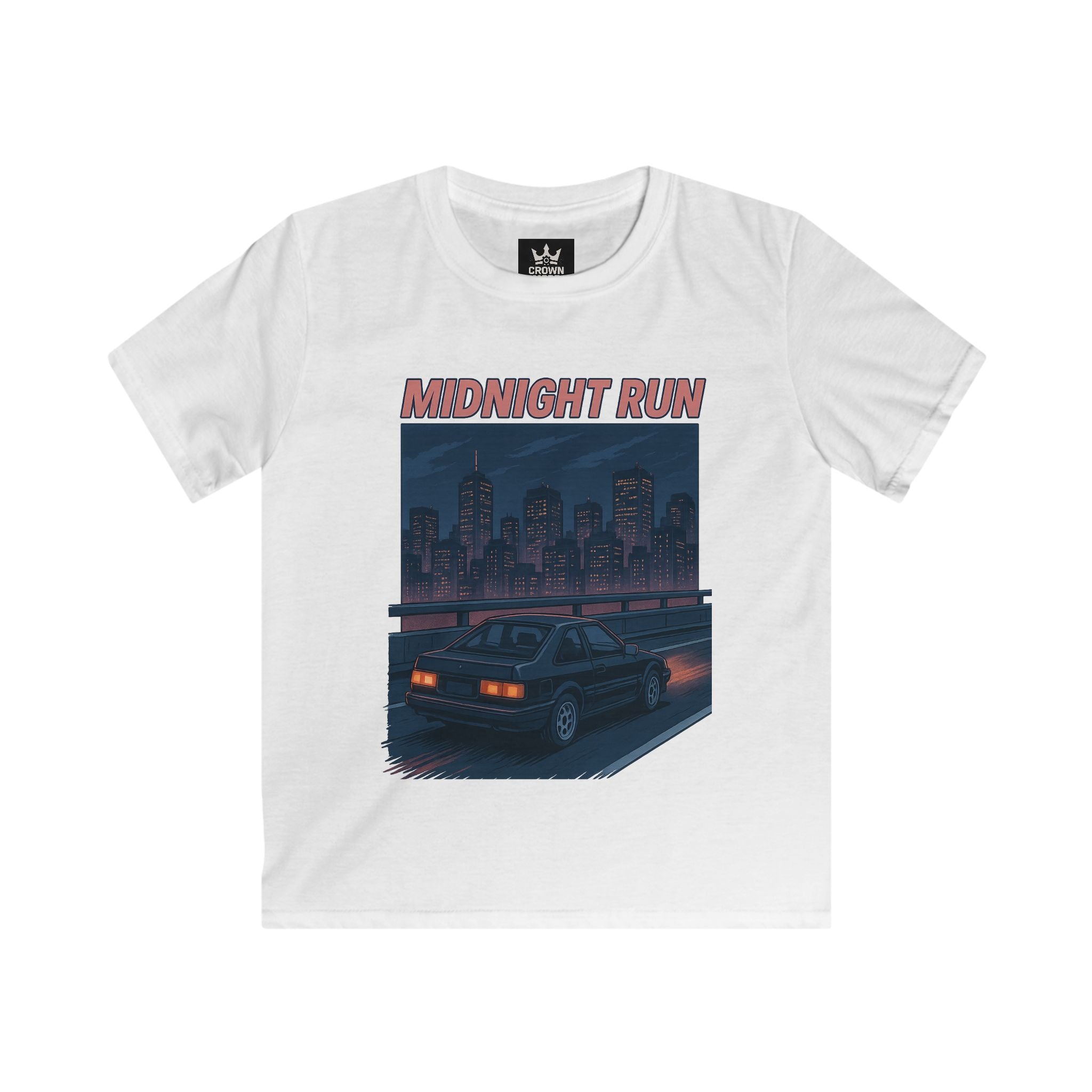 Retro Cityscape Kids Tee, Vintage Car Shirt, Midnight Run Graphic Tee, Cool Summer Kids Apparel, Perfect Gift for Young Drivers