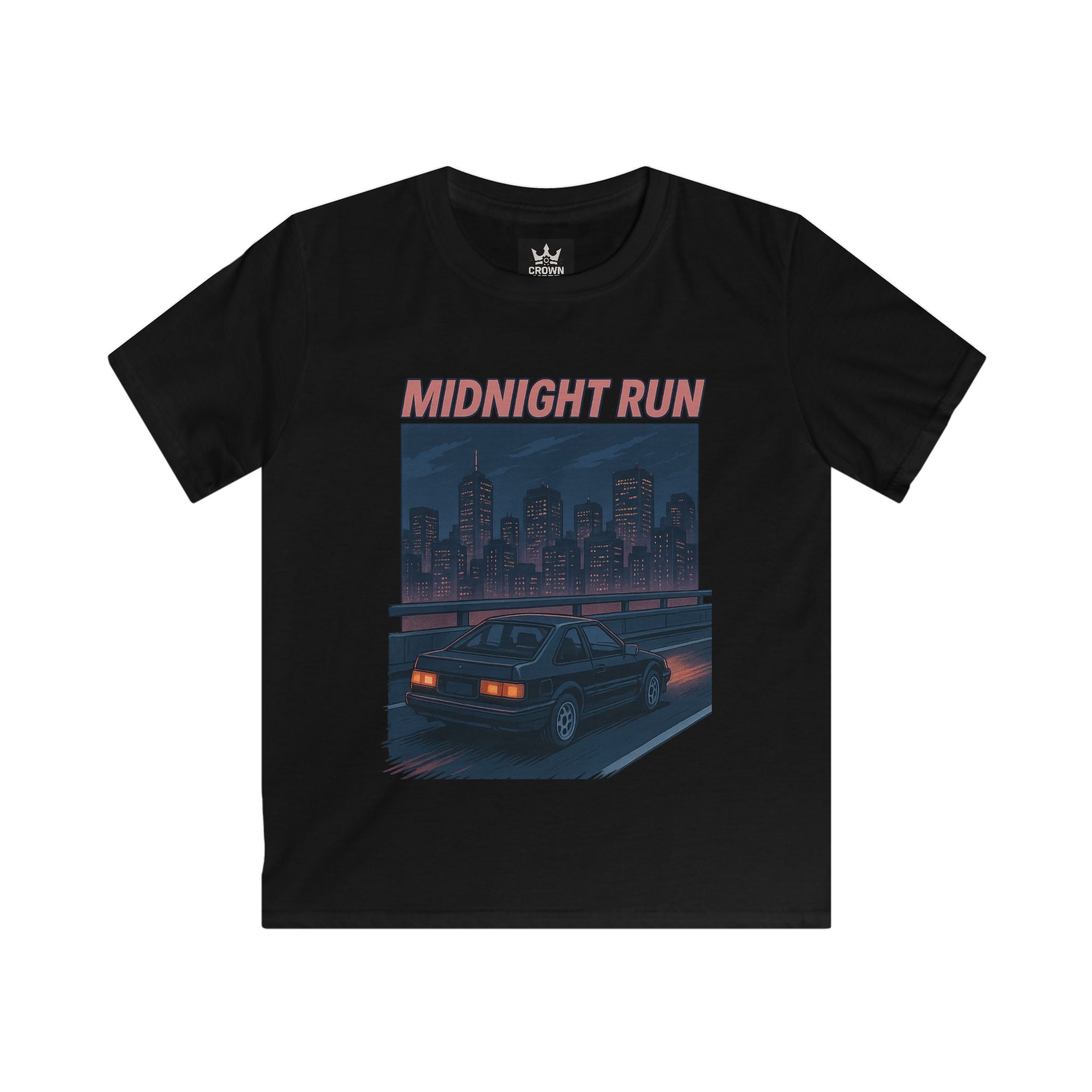 Retro Cityscape Kids Tee, Vintage Car Shirt, Midnight Run Graphic Tee, Cool Summer Kids Apparel, Perfect Gift for Young Drivers