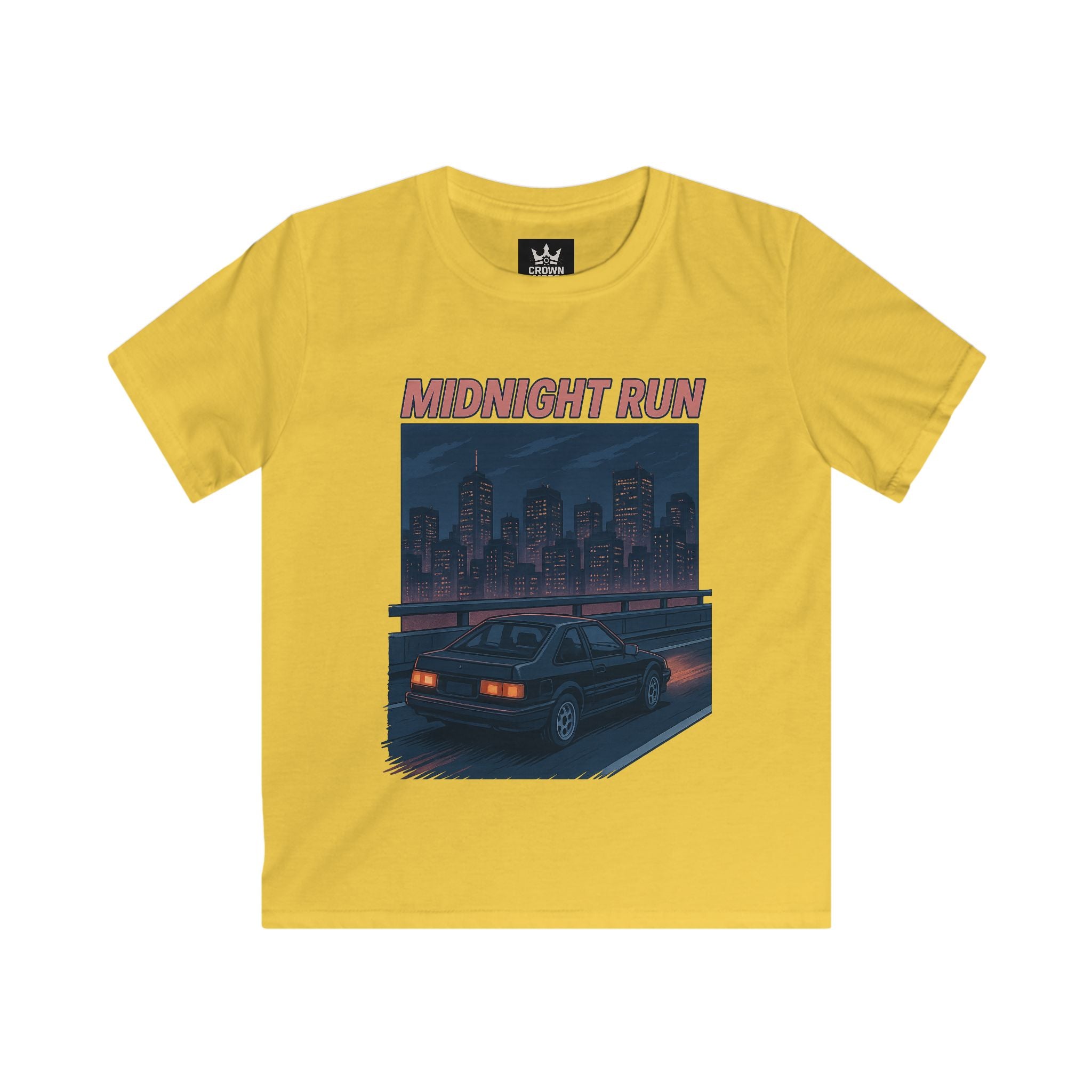 Retro Cityscape Kids Tee, Vintage Car Shirt, Midnight Run Graphic Tee, Cool Summer Kids Apparel, Perfect Gift for Young Drivers
