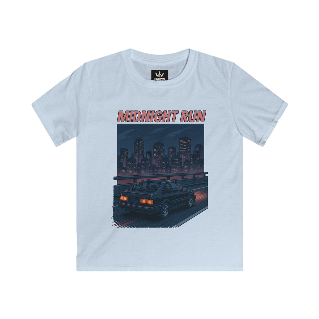 Retro Cityscape Kids Tee, Vintage Car Shirt, Midnight Run Graphic Tee, Cool Summer Kids Apparel, Perfect Gift for Young Drivers