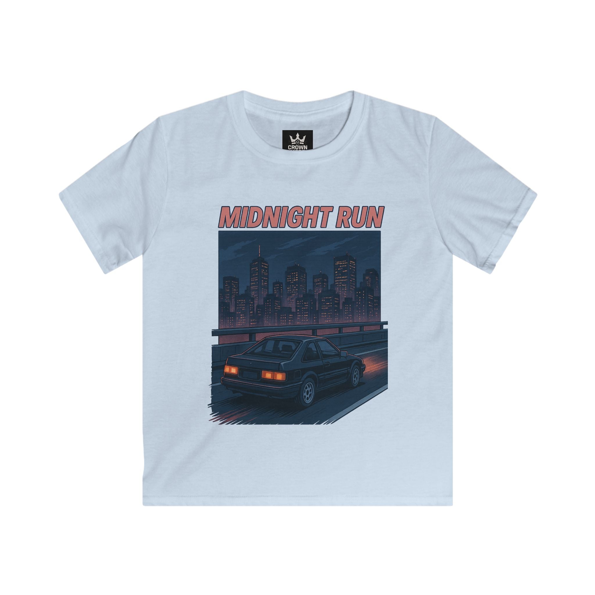 Retro Cityscape Kids Tee, Vintage Car Shirt, Midnight Run Graphic Tee, Cool Summer Kids Apparel, Perfect Gift for Young Drivers
