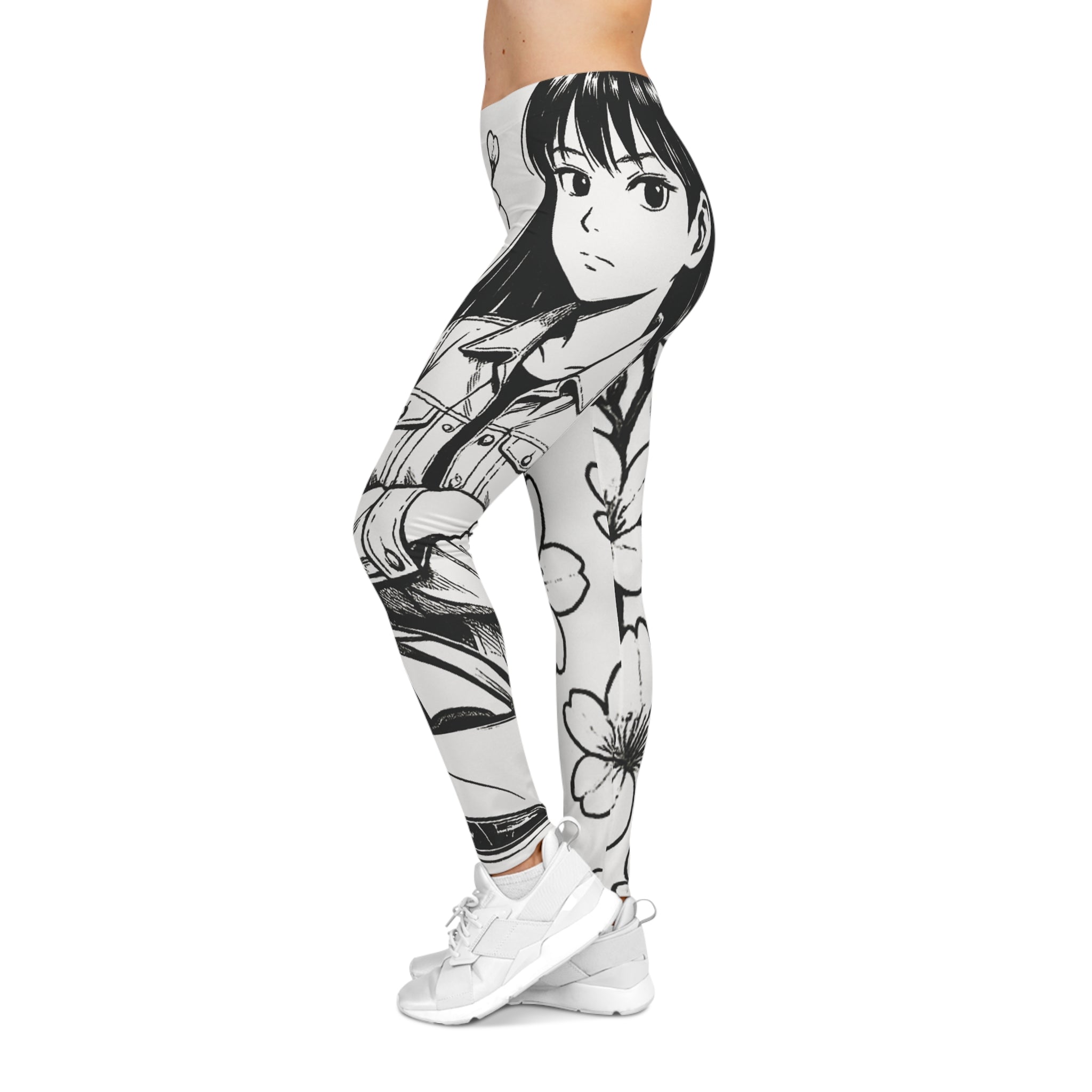 Women's CM’s Cherry Blossom Leggings, Stylish Activewear, Comfortable Everyday Pants, Artistic Leggings for Yoga, Casual Outfits