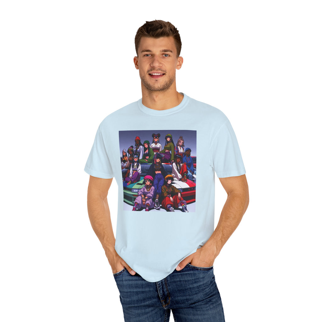 Drip Meets Drift Unisex Garment-Dyed T-Shirt, Anime Streetwear, Casual Style, Gift for Gamers, Unisex Fashion Tee