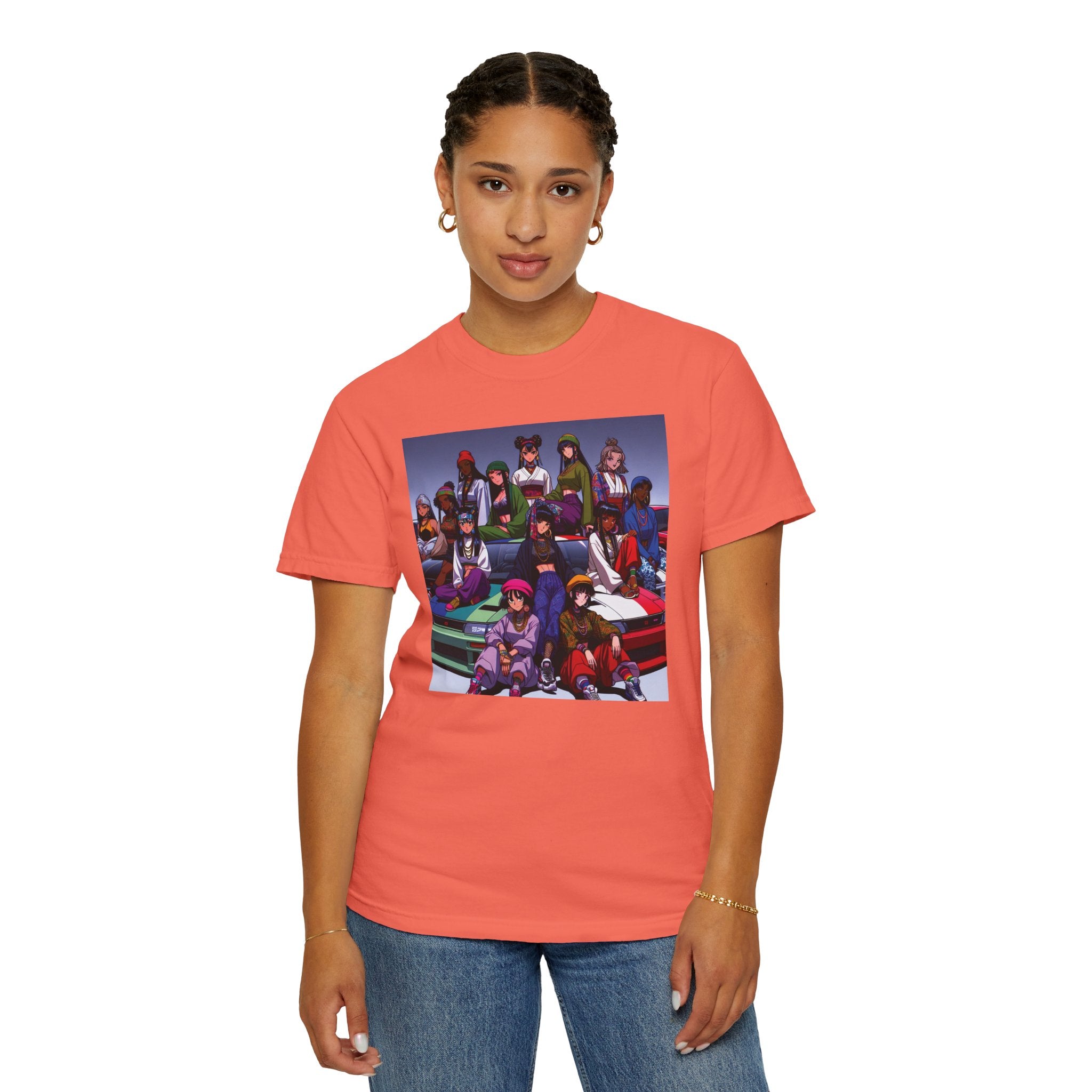 Drip Meets Drift Unisex Garment-Dyed T-Shirt, Anime Streetwear, Casual Style, Gift for Gamers, Unisex Fashion Tee